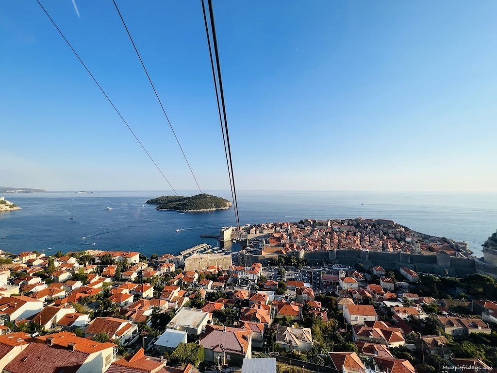 Dubrovnik cable car with Lokrum island in the background