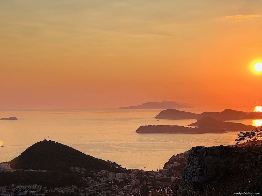 Sunset from the top of the cable car in Dubrovnik