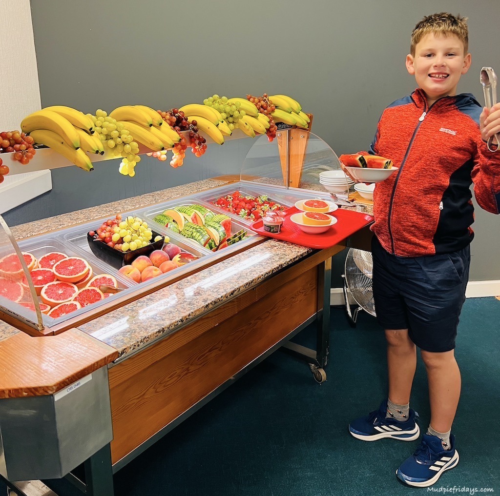 Charlie at the fruit bar during breakfast