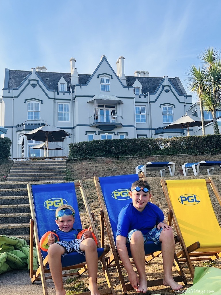 The boys infront of Barton Hall in Devon