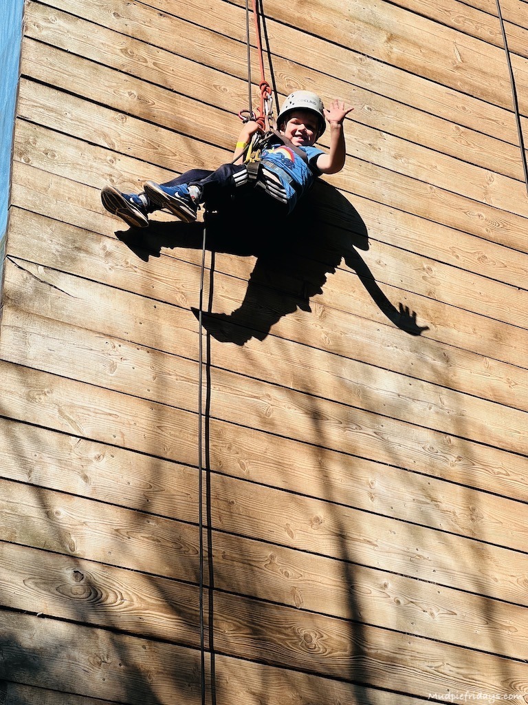 Harry abseiling down the 40ft tower