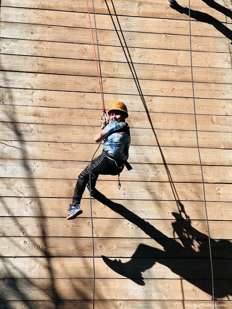 Charlie abseiling down the 40ft tower