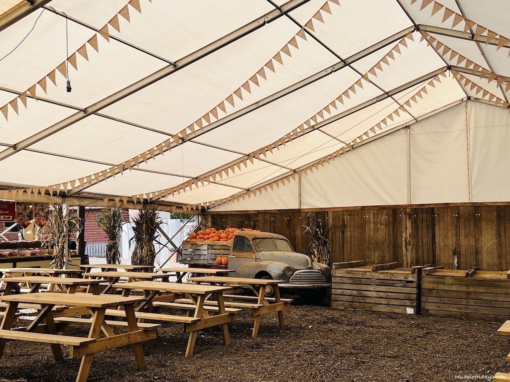 inside seating area at Tulleys Farm