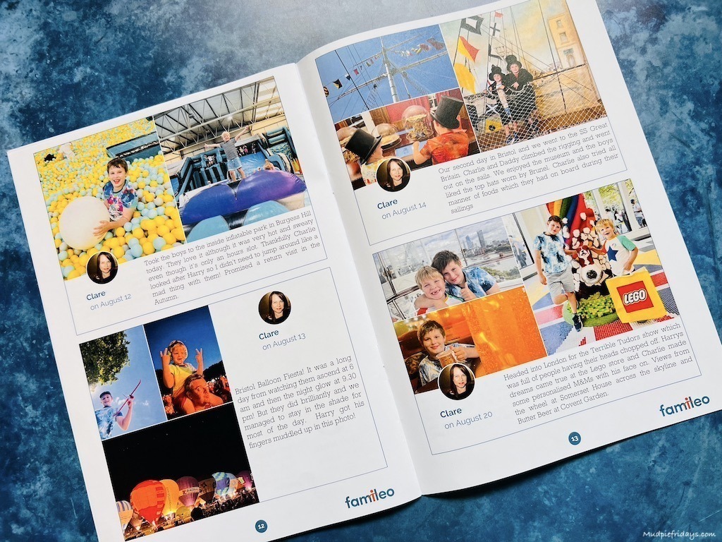 double page spread in the famileo magazine for grandparents