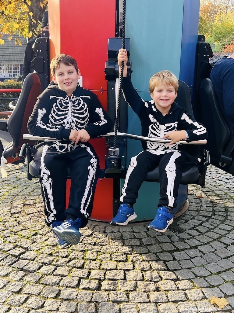 The boys dressed up as skeletons