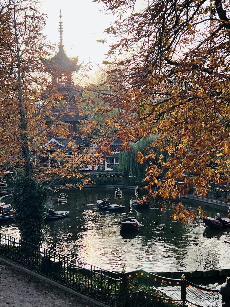 Autumn leaves across the boat ride at Tivoli Gardens