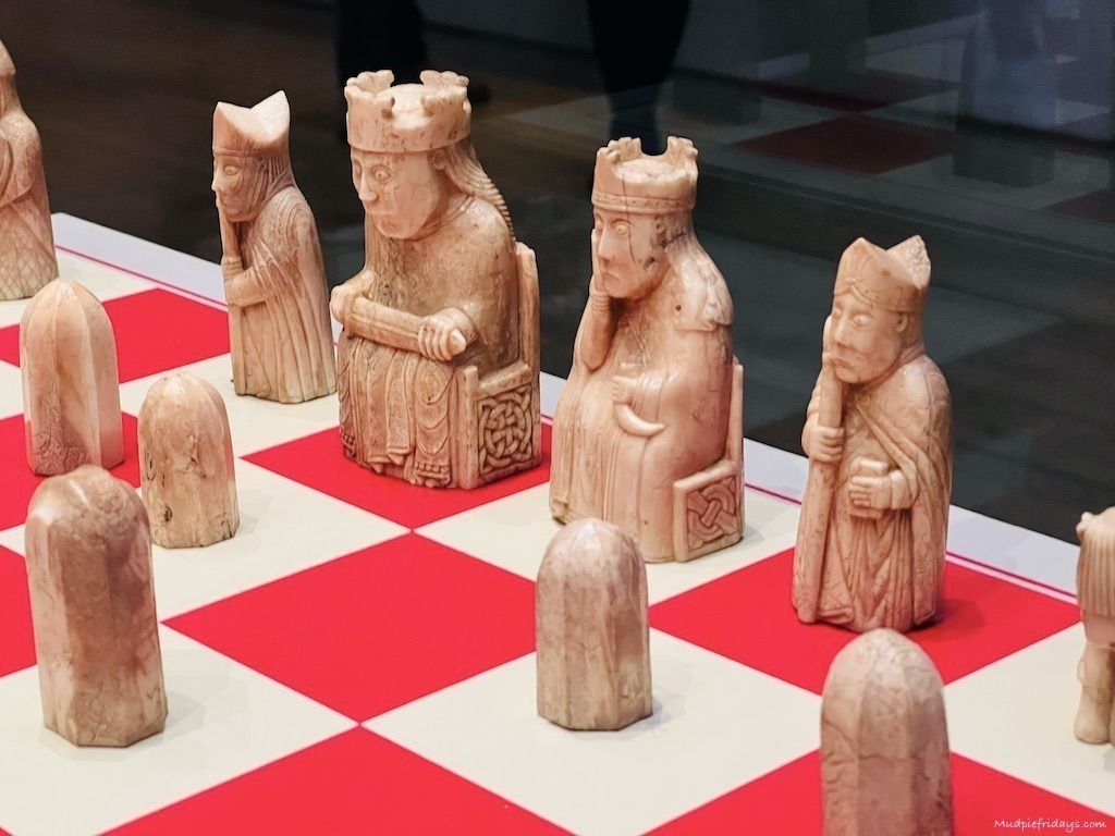 famous chess set on display at the british museum