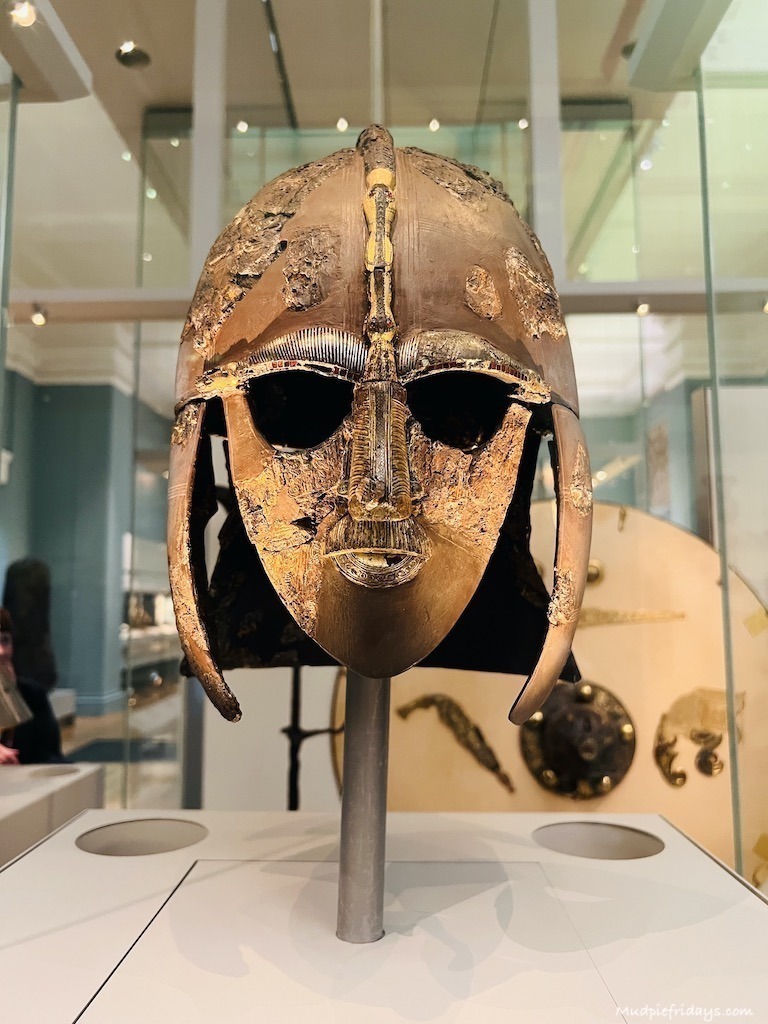 sutton hoo reconstruction of the helmet that was found in the area