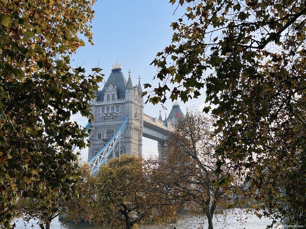 London bridge through the Autumn leaves