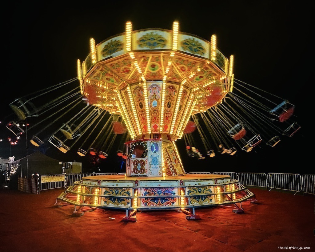 The chair swing which is one of the fairground rides at Leeds Castle Christmas
