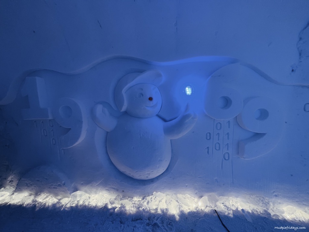 Ice carvings at Snowman World in Rovaniemi Lapland Finland