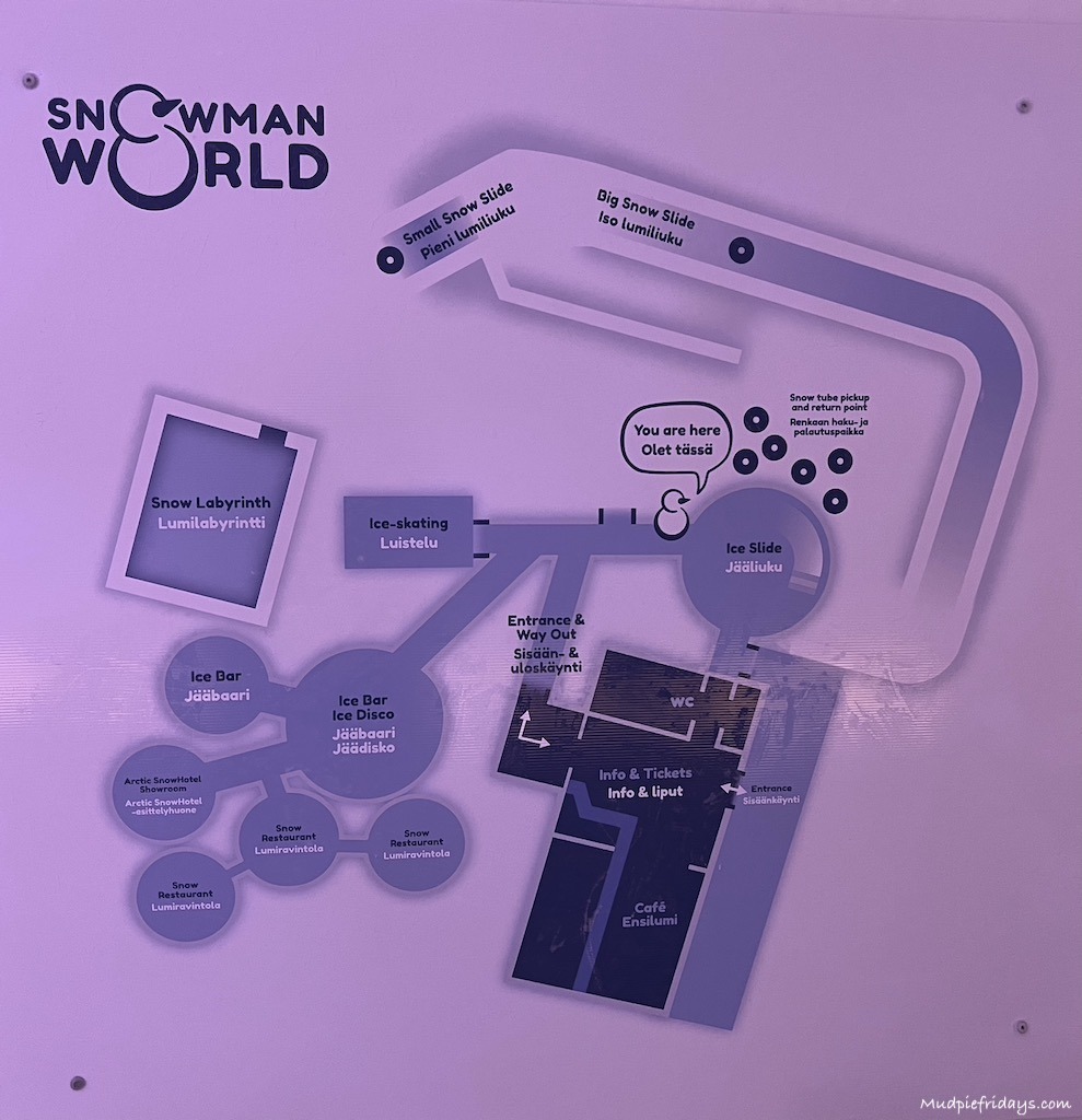 Map of snowman world at Santa Claus Village in Rovaniemi Finland