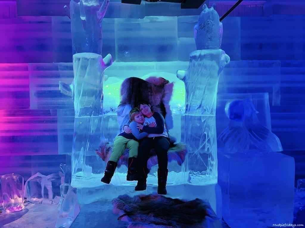 Inside the ice gallery at Santapark