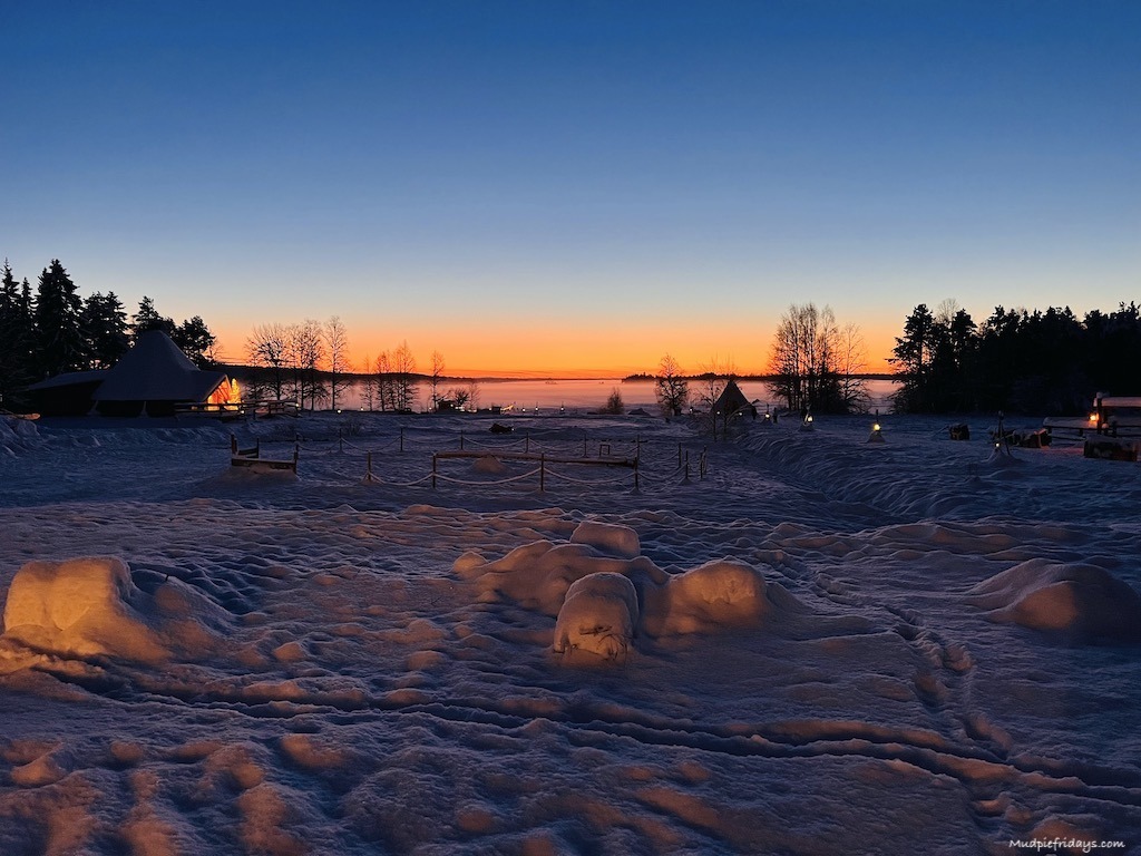 The sun rising over Apukka resort in Rovaniemi review