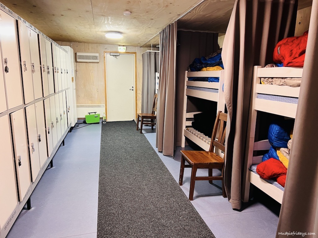 The warm room which is used to store clothing in the lockers, pick up sleeping bags and also with some spare beds. Plus changing facilities