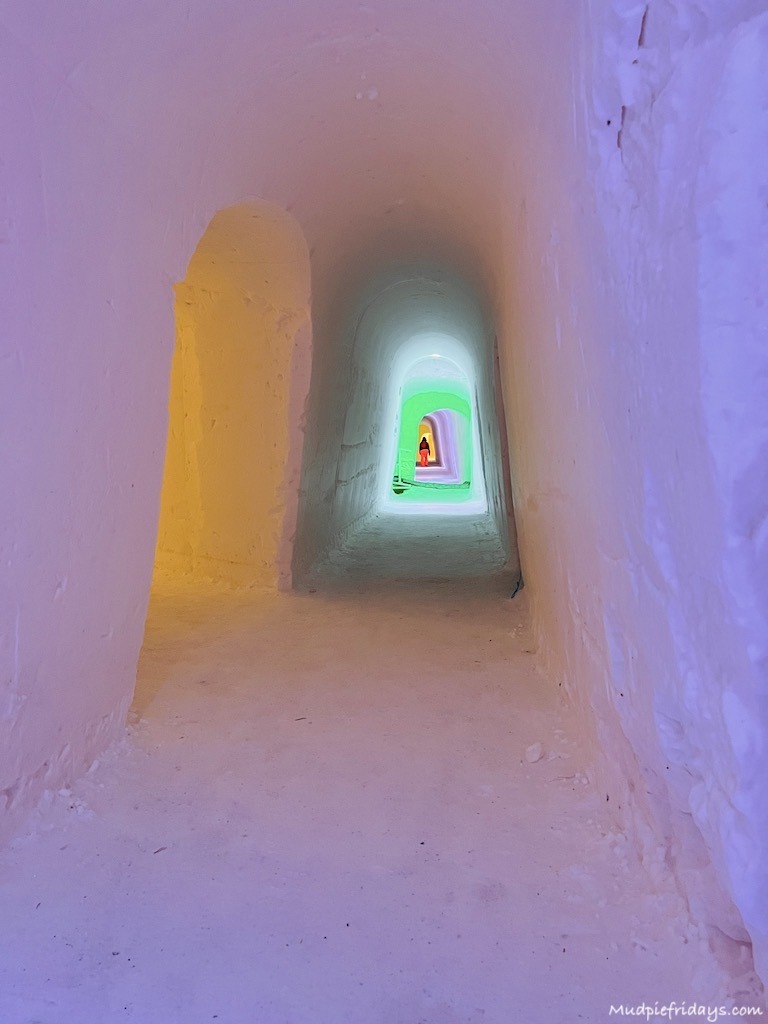 A hallway in the ice hotel