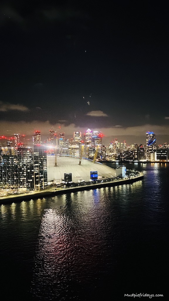 Beautiful views across the River Thames and the o2 at nitght