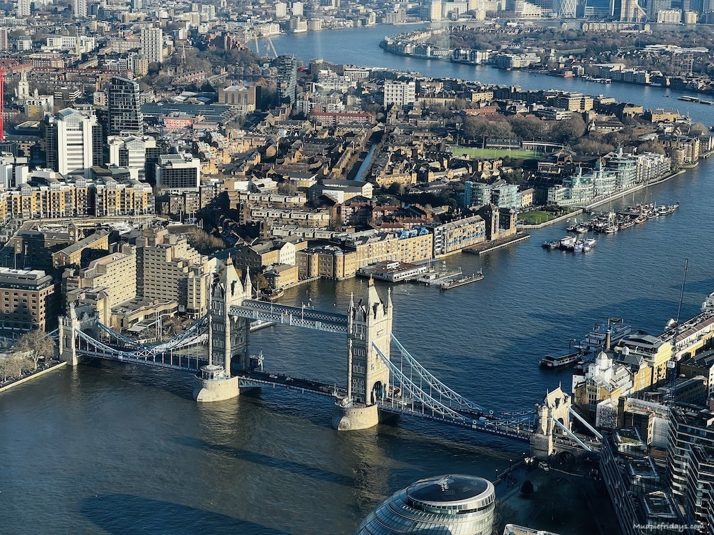 The view of tower bridge and the thames in the sunshine