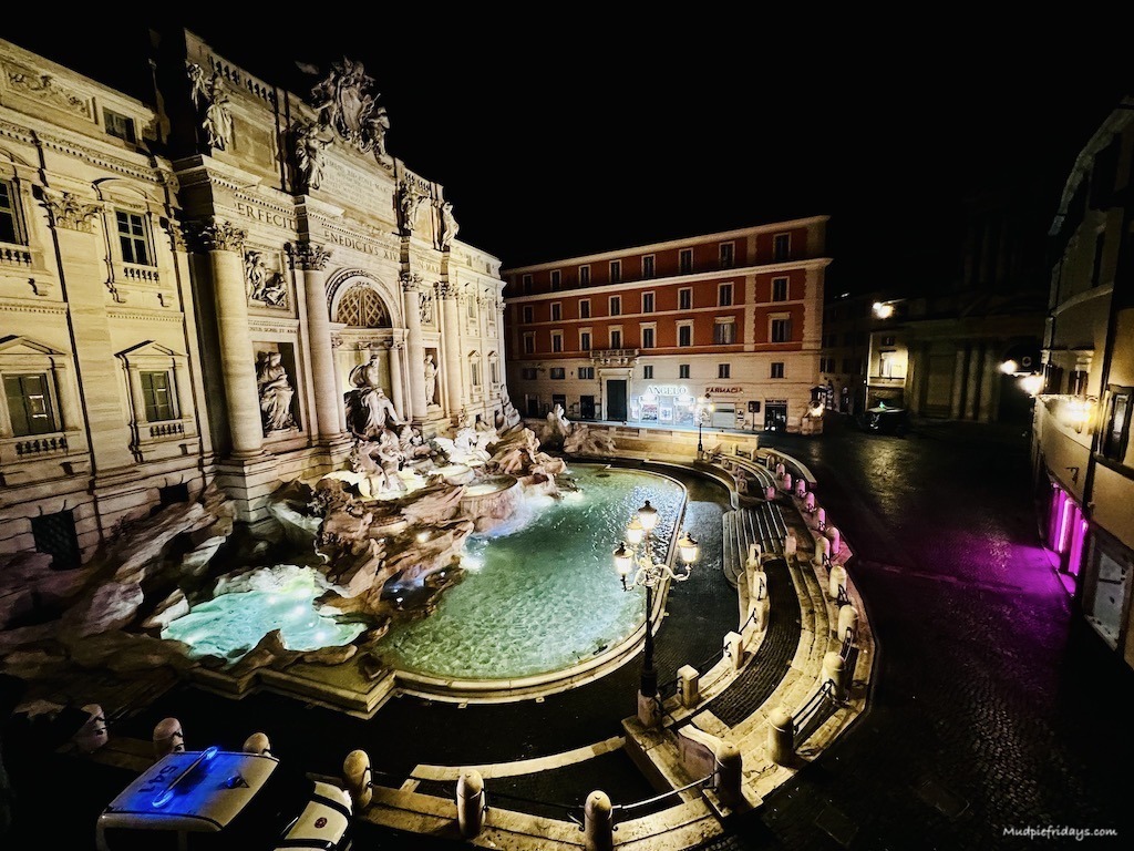 The only time the Trevi fountain is empty which is 5.50 am in the morning when it is still dark