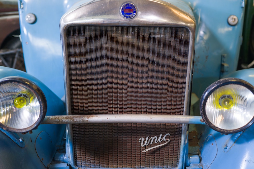 Front of an old car - radiator Brooklands Museum things to do in Surrey during the Easter holidays