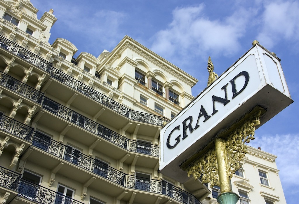 The grand Brighton afternoon tea - outside shot of the hotel with the sign