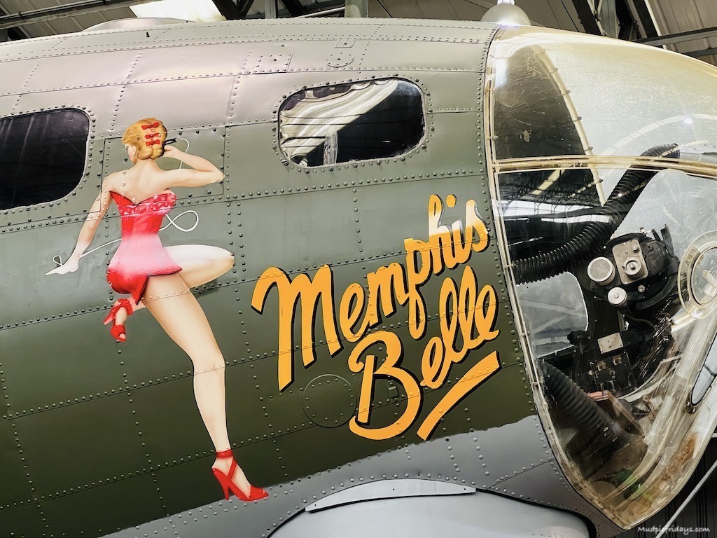 Memphis Belle flying fortress graphic at Duxford air museum