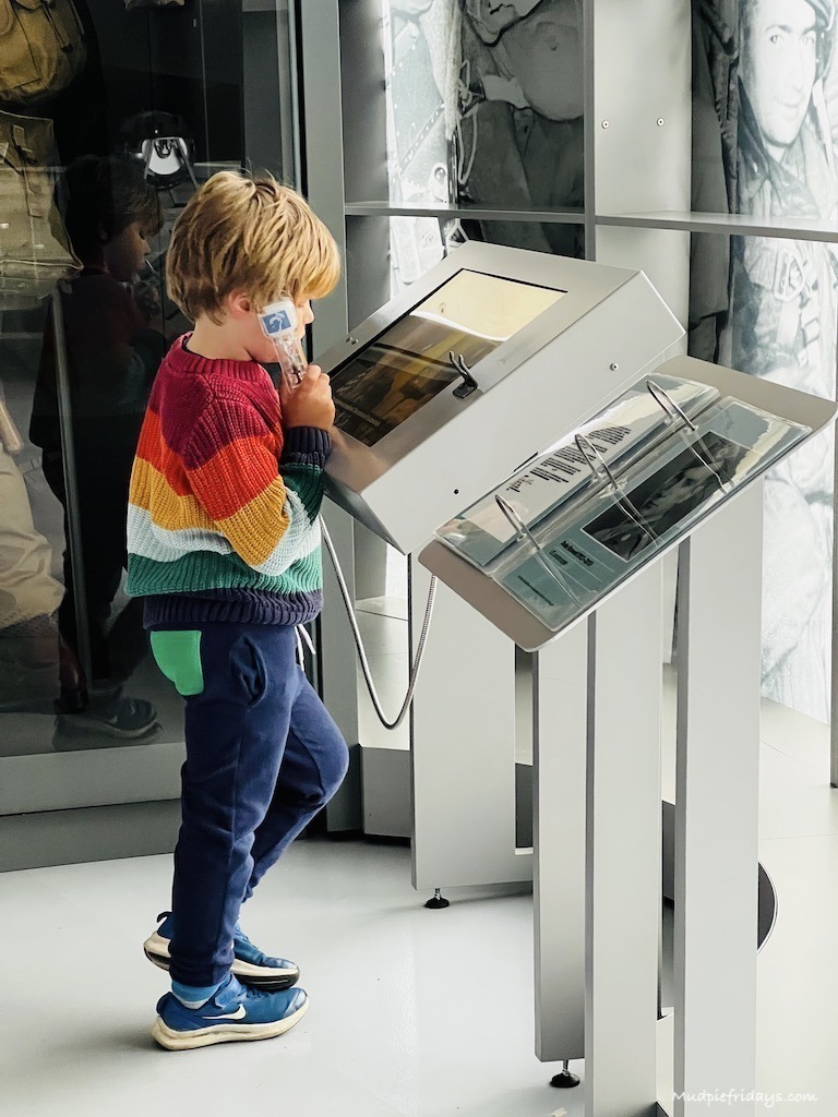 Harry enjoying the interactive displays at IWM Duxford