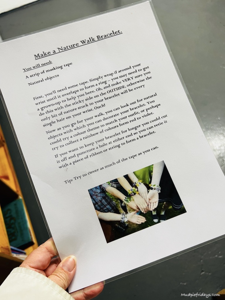 Nature activities laminated for guests to use at Warren Farm