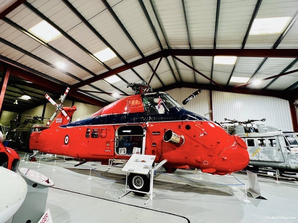 Air museum somerset - the queens helicopter. Large red royal helicopter used for royal engagements but now retired