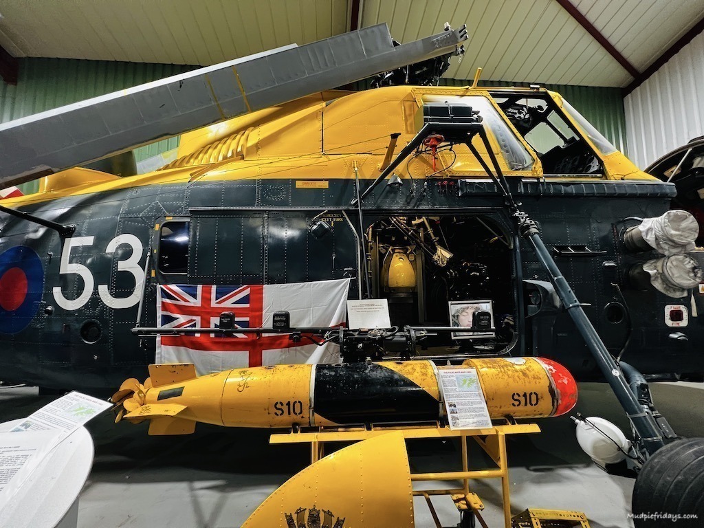 large navy helicopter in the helicopter museum Somerset