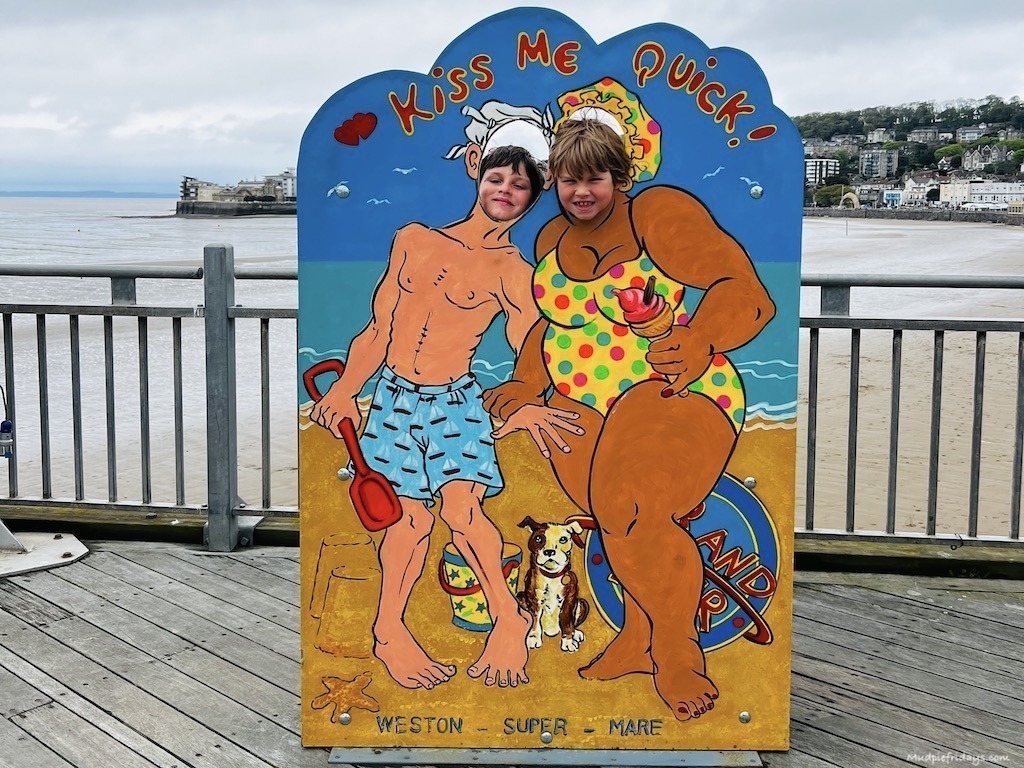 The boys on weston super mare pier posing for a photo 