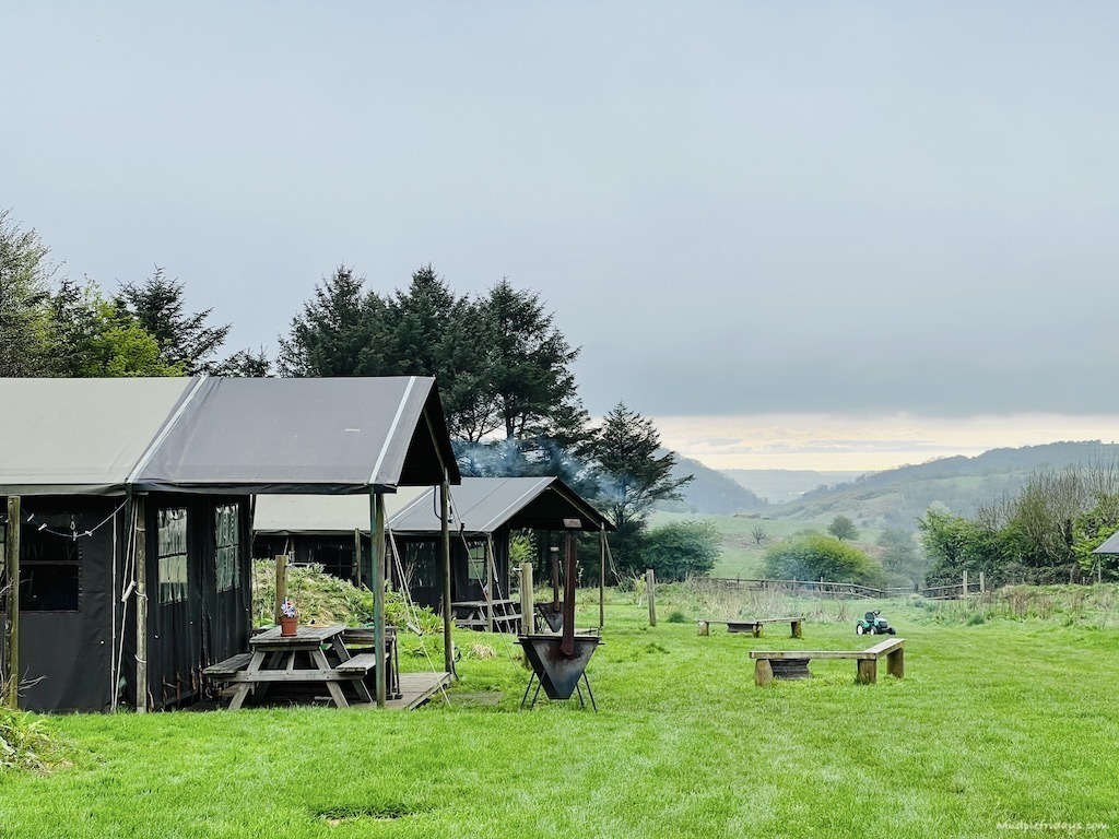 A view of Warren Farm a glamping farm stay near Cheddar Gorge in Somerset