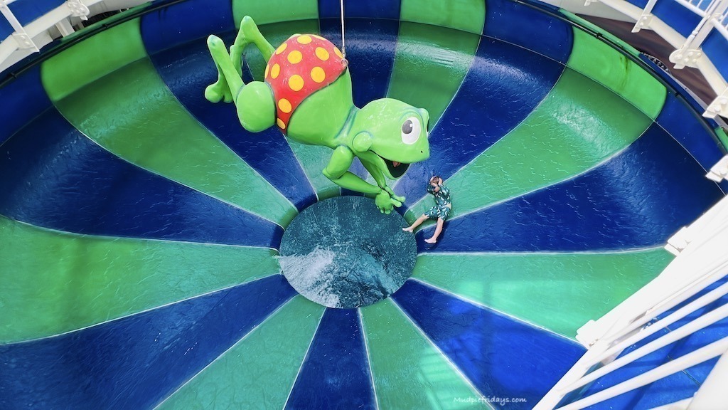 Harry going down Cycloon a space bowl water slide at Duinrell waterpark