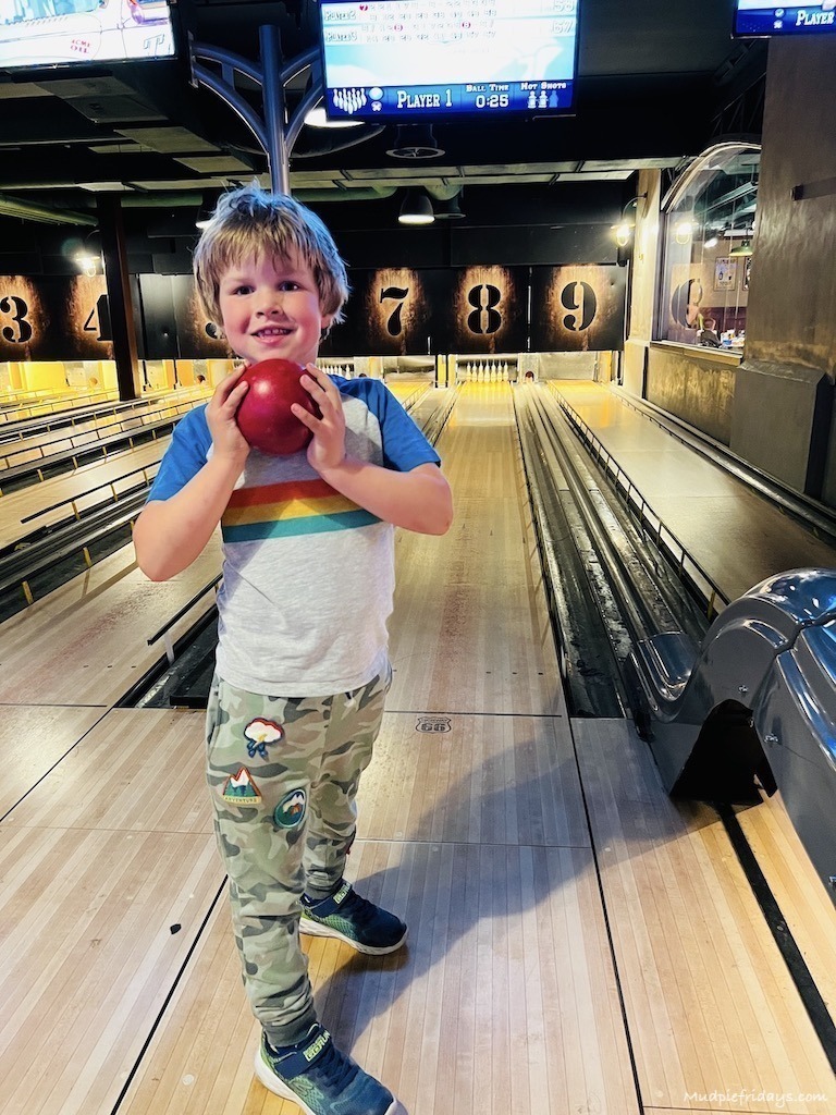 Harry playing mini bowling in the pub