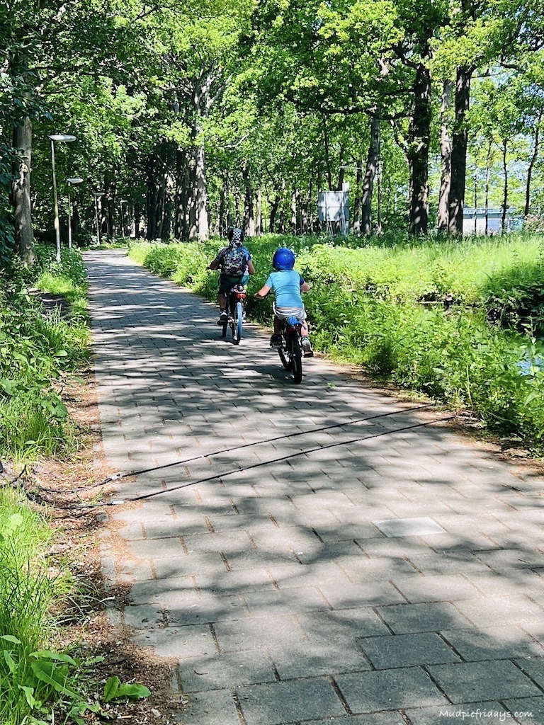 The boys cycling from duinrell to wassenaarseslag or duinrell to Wassenaar beach