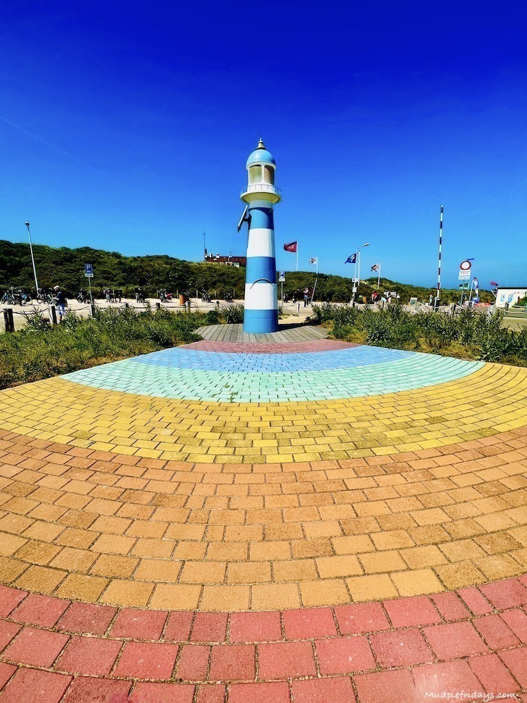 The lighthouse at the car park at the wassenaar beach Netherlands