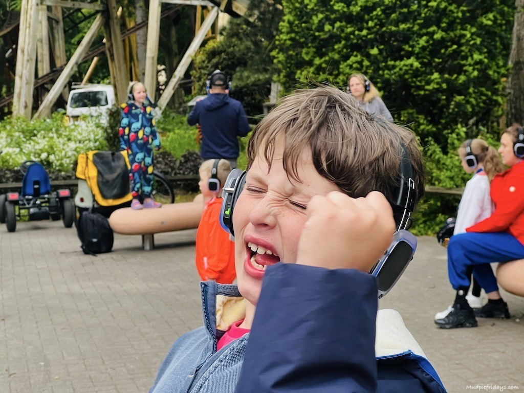 Charlie at the silent disco in Duinrell theme park as part of the evening entertainment
