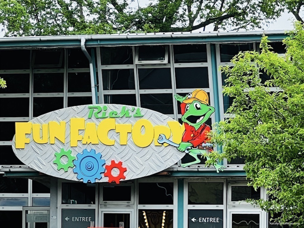 Outside Rick's fun factory which is an inside area designed specifically for younger visitors under the age of 6 and has various fairground rides
