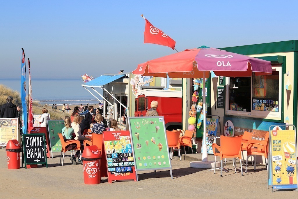 Wassenaar, The Netherlands - February 26, 2019: Many people in the Netherlands are active on the beach and dunes because of the exceptional warm weather during spring break