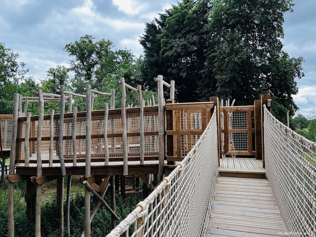 Over the wall part of the play area includes rope bridges in Blenheim palace lost garden