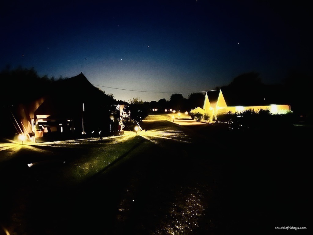 the watercress line campsite by night including stars in the sky