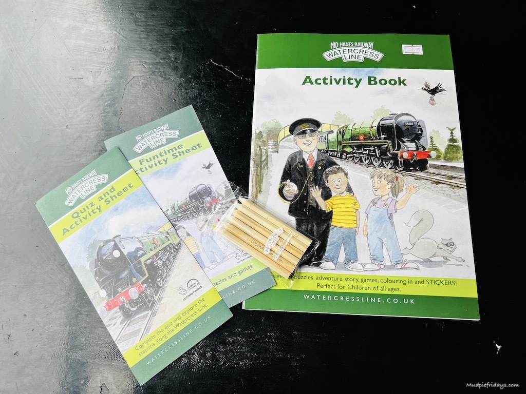 The free activity sheets and the activity booklet which you can buy on the watercress line to keep the kids engaged through the train ride