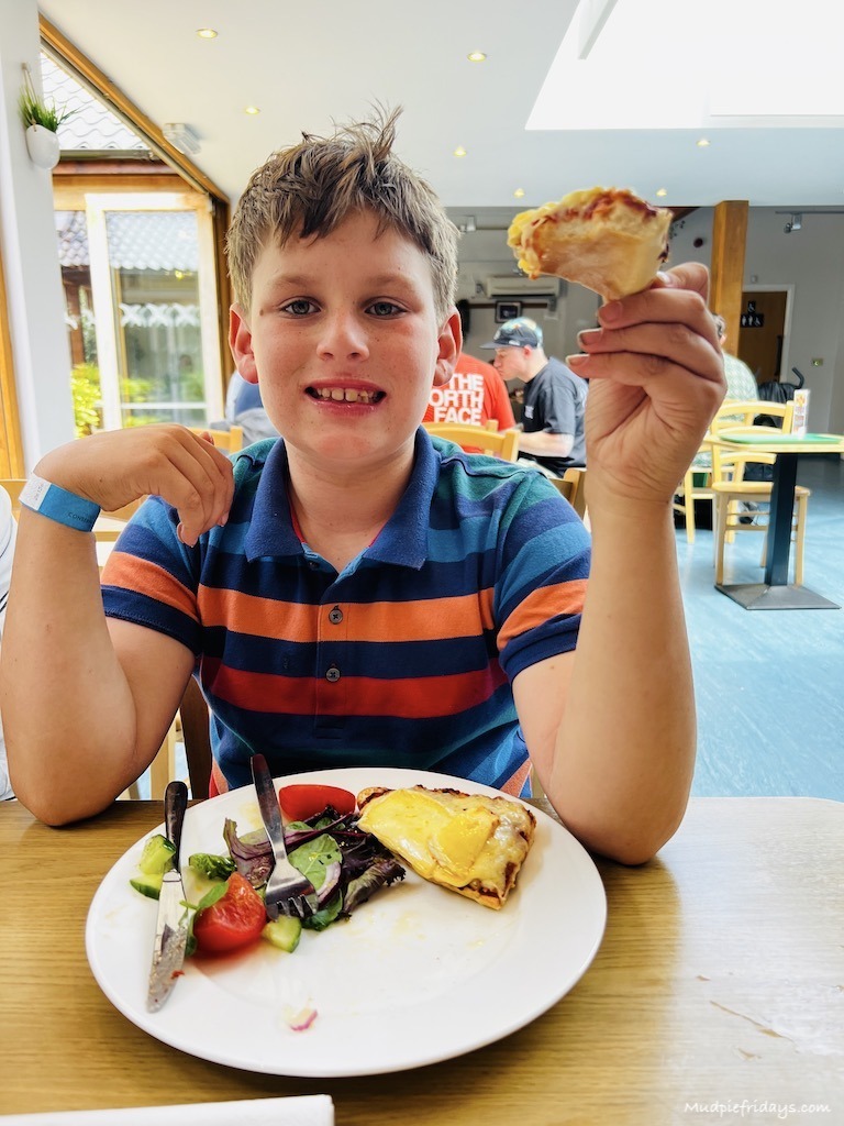 Charlie eating in the Feathers restaurant at the Hawk Conservancy Trust