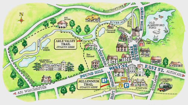 an illustrated map of the The Millennium Trail