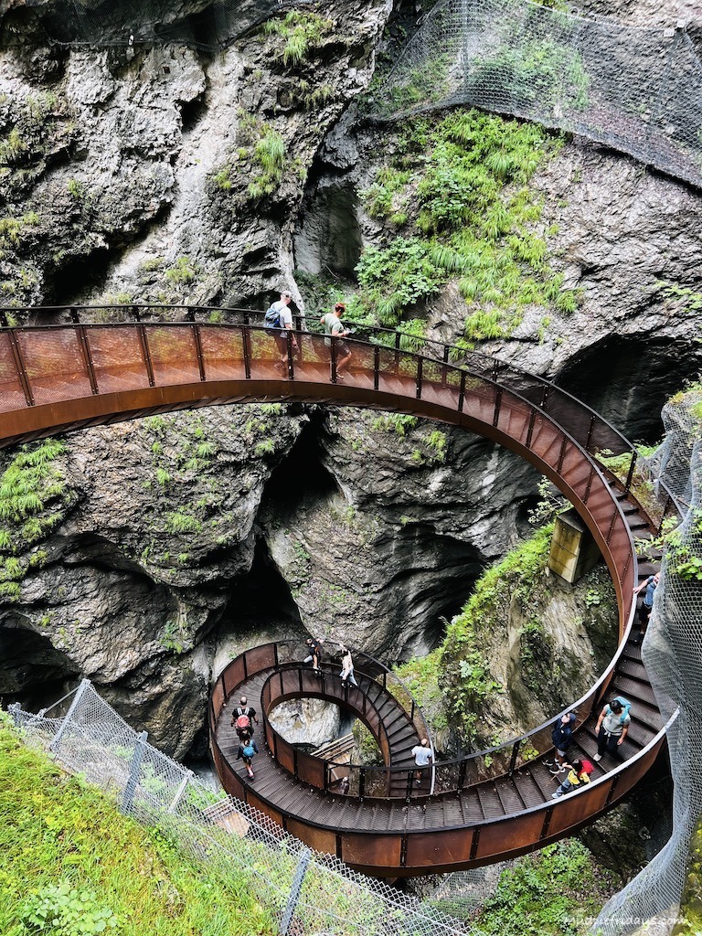 The helix staircase in the Liechtenstein Gorge from the top - spiral steel staircase