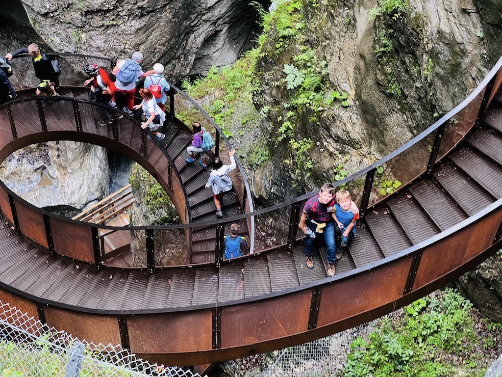 The helix staircase in the Liechtenstein Gorge from the top - spiral steel staircase