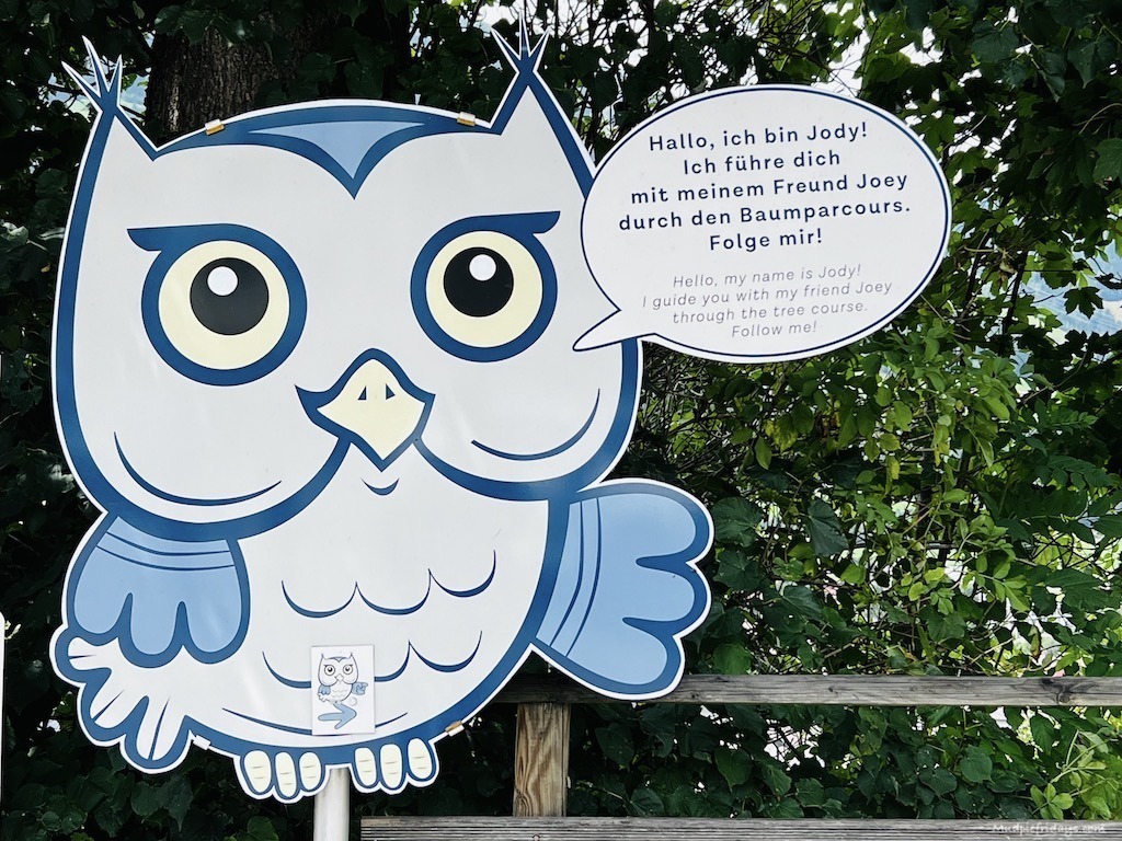Signage to get you to the tree trail - all you need to do is follow the owls