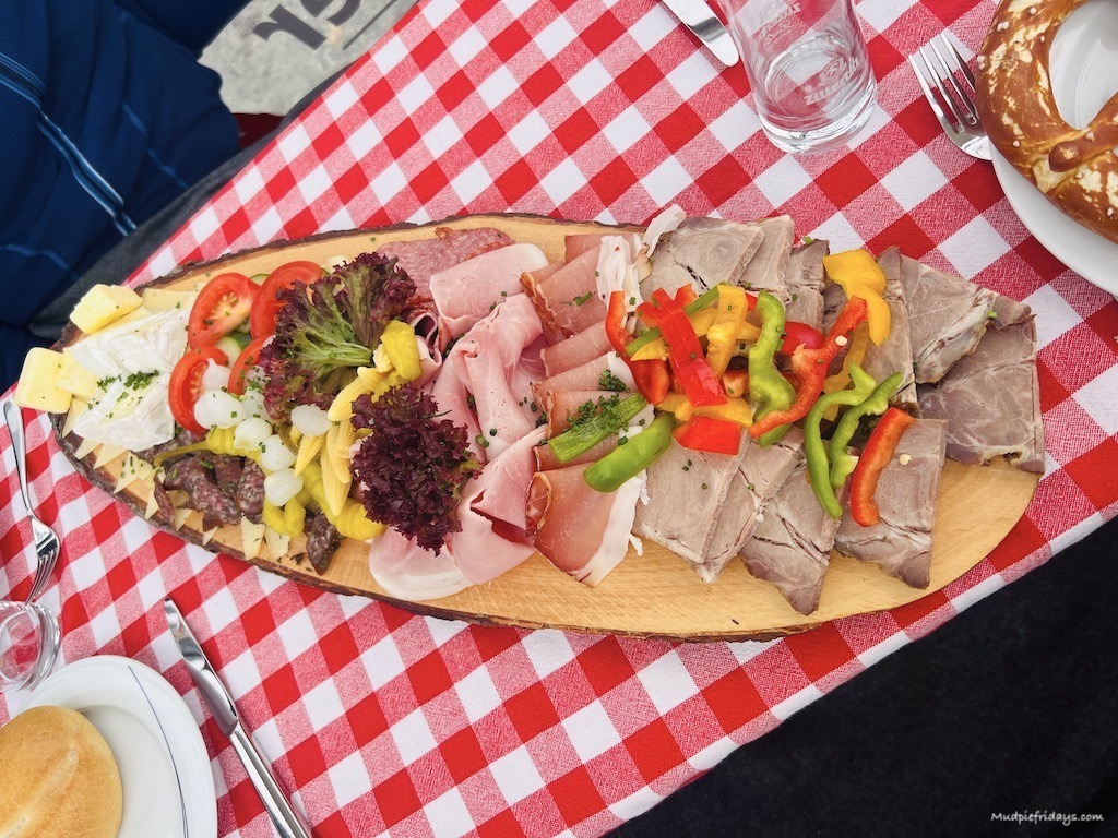 Lunchtime spread on the gondola at the tope of the hintertux