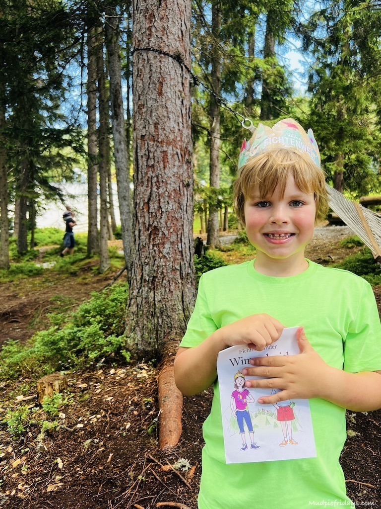Harry with his Fichtenschloss crown and map which doubles up as a trail guide