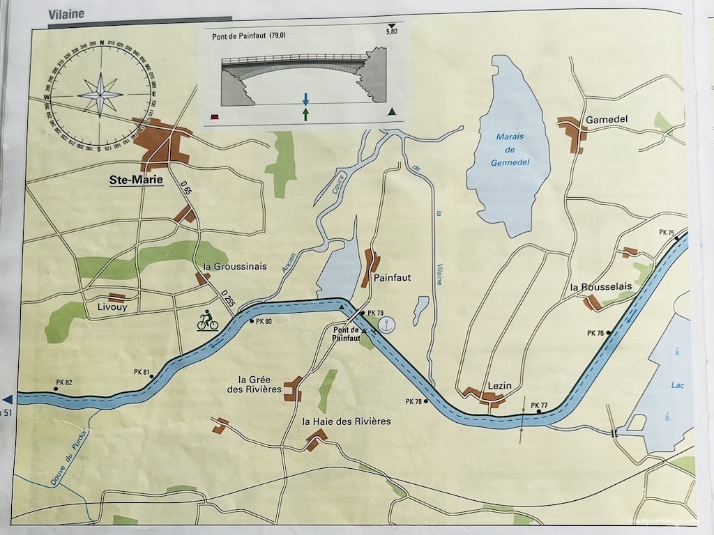 Map of the Vilaine River Day Two - Pont de Beste to Redon